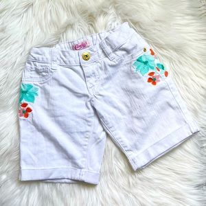 Candies Girl Embroidered Flower Jean Shorts